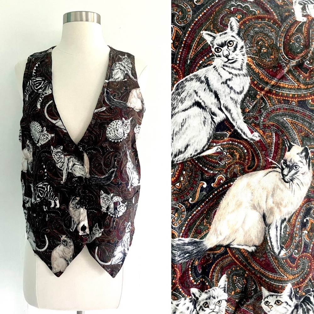 Vintage 80’s cats kittens cat vest top shirt